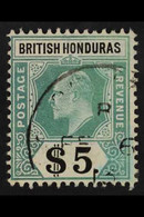 1904-07 $5 Grey-green And Black, SG 93, Fine Cds Used. For More Images, Please Visit Http://www.sandafayre.com/itemdetai - Brits-Honduras (...-1970)