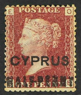 1881 "HALF-PENNY" (18mm Surcharge) On 1d Red Opt'd "CYPRUS", SG 7, Plate 216, Check Letters "O - E", Fine Mint For More  - Altri & Non Classificati