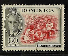 1951 60c "Carib Baskets", Variety "JA For CA In Wmk", SG 132c, Very Fine Used. Unpriced SG. For More Images, Please Visi - Dominica (...-1978)