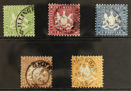 WURTTEMBERG 1863-64 Perf 10 (new Colours) Complete Set, Michel 25/29, Good To Fine Used, The 18k Expertised THOMA BPP. ( - Altri & Non Classificati