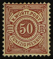 WURTTEMBERG 1890 50pf Pale Red-brown, Michel 58 Or SG 131, Fine Unused With A Trace Of Gum, Cat £900. Expertised THOMA B - Altri & Non Classificati