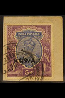 1923 5r Ultramarine And Violet, Overprinted "Kuwait", SG 14, Used On Piece, Light Diagonal Crease. For More Images, Plea - Kuwait