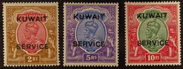 OFFICIALS 1923-4 2r, 5r & 10r Wmk Single Star India Ovpts, SG O11/13, Good To Fine Mint (3 Stamps). For More Images, Ple - Kuwait