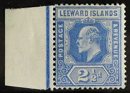 1907-11 VARIETY 2½d Bright Blue, Wide "A" Variety, SG 40a, Left Marginal Example (row 6/1), Never Hinged Mint, A Lovely  - Leeward  Islands