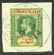 1912 - 22 5s Green And Red On Yellow, Wmk MCA, Geo V, SG 57, Superb Used On Piece. For More Images, Please Visit Http:// - Leeward  Islands