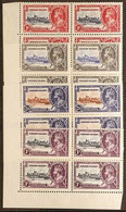 1935 CORNER BLOCKS Silver Jubilee Set, SG 88/91, In Matching Lower Left Corner Blocks Of Four, Very Fine Mint, The Lower - Leeward  Islands