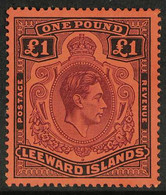 1938 £1 Brown- Purple And Black On Red, SG 114, Very Fine Mint. For More Images, Please Visit Http://www.sandafayre.com/ - Leeward  Islands