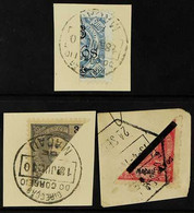 1902-1911 BISECTS ON PIECE With 1902 6a On 200r Blue/blue Bisected Vertically (SG 149a), 1903 3a Slate Bisected Diagonal - Altri & Non Classificati
