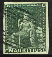 1858-62 (4d) Green Britannia, Imperf, SG 27, Four Clear Margins, Very Fine Used With Lovely Colour! For More Images, Ple - Mauritius (...-1967)