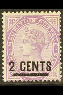 1886 2c On 38c Bright Purple, SG 116, Mint. For More Images, Please Visit Http://www.sandafayre.com/itemdetails.aspx?s=6 - Mauritius (...-1967)