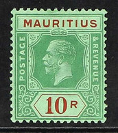 1921-34 10r Green & Red On Emerald KGV, SG 241, Never Hinged Mint, Tiny Natural Gum Disturbance, Fresh. For More Images, - Mauritius (...-1967)