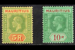 1921-34 5r And 10r Top Values, Die II, Watermark Multi Script CA, Fine Mint. (2 Stamps) For More Images, Please Visit Ht - Mauritius (...-1967)