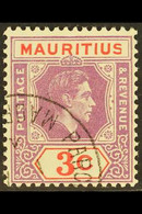 1938-49 3c Reddish Purple & Scarlet, "Sliced S At Right" SG 253a, Fine Cds Used For More Images, Please Visit Http://www - Mauritius (...-1967)