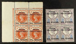 OIL RIVERS 1892-4 ½d Vermilion And 5d Dull Purple & Blue In BLOCKS OF FOUR, SG 1, 4, Mint, ½d Some Light Tone Marks, 5d  - Sonstige & Ohne Zuordnung