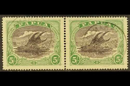 1916-31 5s Black And Deep Green Lakatoi, SG 1904, Horizontal Pair With Fine Samarai Cds's. For More Images, Please Visit - Papua Nuova Guinea