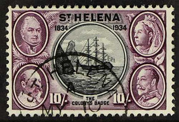1934 10s Black And Purple Centenary, SG 123, Fine Cds Used,.  For More Images, Please Visit Http://www.sandafayre.com/it - Sint-Helena