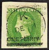 1881 1d On 6d Bright Green, SG 34, Superb Used On Piece. For More Images, Please Visit Http://www.sandafayre.com/itemdet - St.Vincent (...-1979)