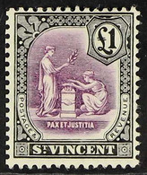 1913-17 £1 Mauve & Black "Peace & Justice", MCA Wmk, SG 120, Very Fine Mint For More Images, Please Visit Http://www.san - St.Vincent (...-1979)