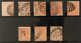 1865 4d Vermilion, Large Uncoloured Letters, Wmk Large Garter, SG 95, Complete Set Of Plates (7 - 14), Good To Fine Used - Altri & Non Classificati