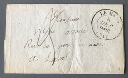 France TAD Type 13 LE MANS Sur Lettre Pour Laval 8.12.1836 - (B1235) - 1801-1848: Précurseurs XIX