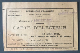 France - Carte D'électeur - St Gervais Les Bains - (C1152) - Unclassified