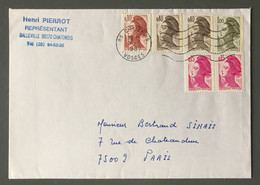 France N°2179, 2180 (x2), 2183 (x2) Et 2185 Sur Enveloppe De Chatenois 16.6.1987 - (C1158) - 1961-....