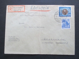 DDR 1954 Karl-Marx Allee Nr. 353 MiF Kamenz (Sachs) 1 Einschreiben Mit Empfangsbestätigung / Einschreiben Mit Rückschein - Cartas & Documentos