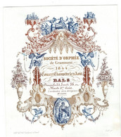 Carte Visite  Société D' Orphée De GRAMMONT Concert Champêtre 1844 Bal 8  Dirigent Mr.Liers Lith. Gyselynck  16,5x19cm - Porcelaine