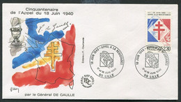 Env 1er Jour - CHARLES DE GAULLE - France - 59 LILLE - Cachet Du 17 & 18-06-90 - De Gaulle (General)