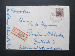 DDR 1955 Fünfjahrplan Mit Neuem Wertaufdruck Nr. 442 EF Einschreiben Hellendorf üb Gottleuba Kreis Pirna - Cartas & Documentos