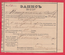 112K1 / Bulgaria 1891 - BON - Montant De La Somme Payee D'avance Par L'expéditeur Du Télégramme Telegram Telegramm - Briefe U. Dokumente