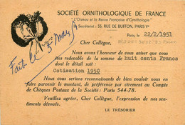 Paris 5ème * Société Ornithologique De France * 55 Rue De Buffon * Thème Oiseaux Ornithologue * Doc Ancien - Arrondissement: 05