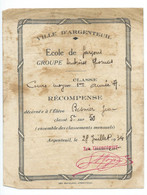 VAL D'OISE  ARGENTEUIL  Ecole Groupe Ambroise Thomas  RECOMPENSE 1934 ( Imprimeur Boisgard ) - Diplômes & Bulletins Scolaires