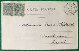 Chine N°23 (x2) Sur CPA TAD HANKEOU Poste Française 17.2.1905 - (B067) - Cartas & Documentos