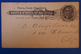 I 2 ETATS UNIS BELLE CARTE  1898 CHICAGO  POUR N Y CITY  + AFFRANCH PLAISANT - Lettres & Documents
