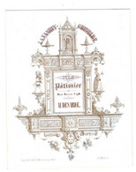 1845 Litho Handpers Visitekaart  J.A. Vanhuy - Ghevelde Pâtissier Rue Basse AUDENAARDE  Lith. Bevernaege   11x13,5 Cm - Porcelaine