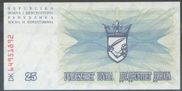Ref. 6735-7241 - BIN BOSNIA-HERZEGOVINA . 1992. BOSNIA HERZEGOVINA 25 DINARA 1992 - Bosnië En Herzegovina