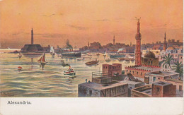 Perlberg Künstlerkarte Litho AK Alexandria الإسكندرية Ägypten Hafen Moschee Leuchtturm Egypte Serie 744 Levante No. 23 - Alexandrie