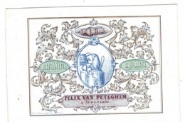 1845 Litho Handpers Visite Felix Van Peteghem Distillateur Liquoriste à Audenarde Oudenaarde Lith. Bevernaege   13 X9 Cm - Porcelaine