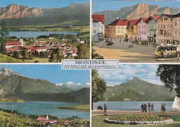 758) MONDSEE - Salzkammergut - HAUPTPLATZ M. AUTO U. POSTBUS Detail - See Mit Schafberg U. Ufer Promenade - älter - Mondsee