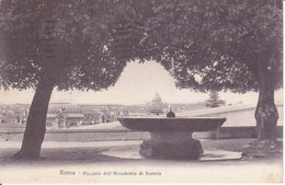 Italia :Cartolina Postale ROMA Piazzale Dell’Accademia Di Francia Panorama Fontana Viaggiata 1927. - Parques & Jardines