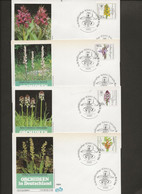 ALLEMAGNE -SERIE ORCHIDEES N° 1058 A 1061 SUR 4 LETTRES -ANNEE 1984 - Otros & Sin Clasificación