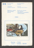 1993 Federal Wildlife Habitat Conservation $8.50 Hooded Merganser  - On Hunting Licence - Fiscali