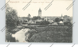 5272 WIPPERFÜRTH, Wupperpartie Mit Katholischer Kirche, 1909, Bahnpost Lennep - Marienheide - Wipperfuerth