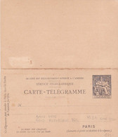 Carte Telegramme Chaplain 30c Noire Reponse Payee - Pneumatische Post