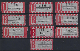 Germany (BRD) R-Labels X10 - R- & V- Labels