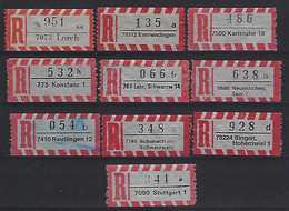 Germany (BRD) R-Labels X10 - R- & V- Viñetas