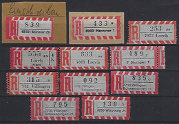 Germany (BRD) R-Labels X11 - Etiquettes 'Recommandé' & 'Valeur Déclarée'