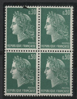 N° 1611 MARIANNE DE CHEFFER Bloc De 4 Avec VARIETE D'IMPRESSION Sur Un Exemplaire. Neufs ** (MNH). TB - Nuovi