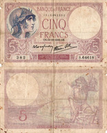 France / 5 Francs / 1939 / P-83(a) / VF - 5 F 1917-1940 ''Violet''